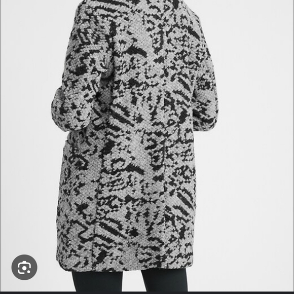 Bananna Republic Factory Gray/Black Wool Blend Knit Collarless Coat Tall XXL NWT - Picture 3 of 7